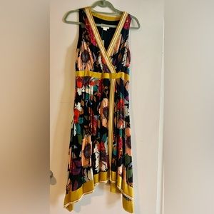 Maeve Botanica faux wrap floral print silky viscose dress